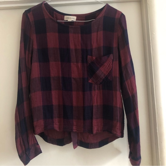 ❤️Cloth &Stone Anthropologie Plaid Long Sleeve Top Size S - Picture 1 of 6